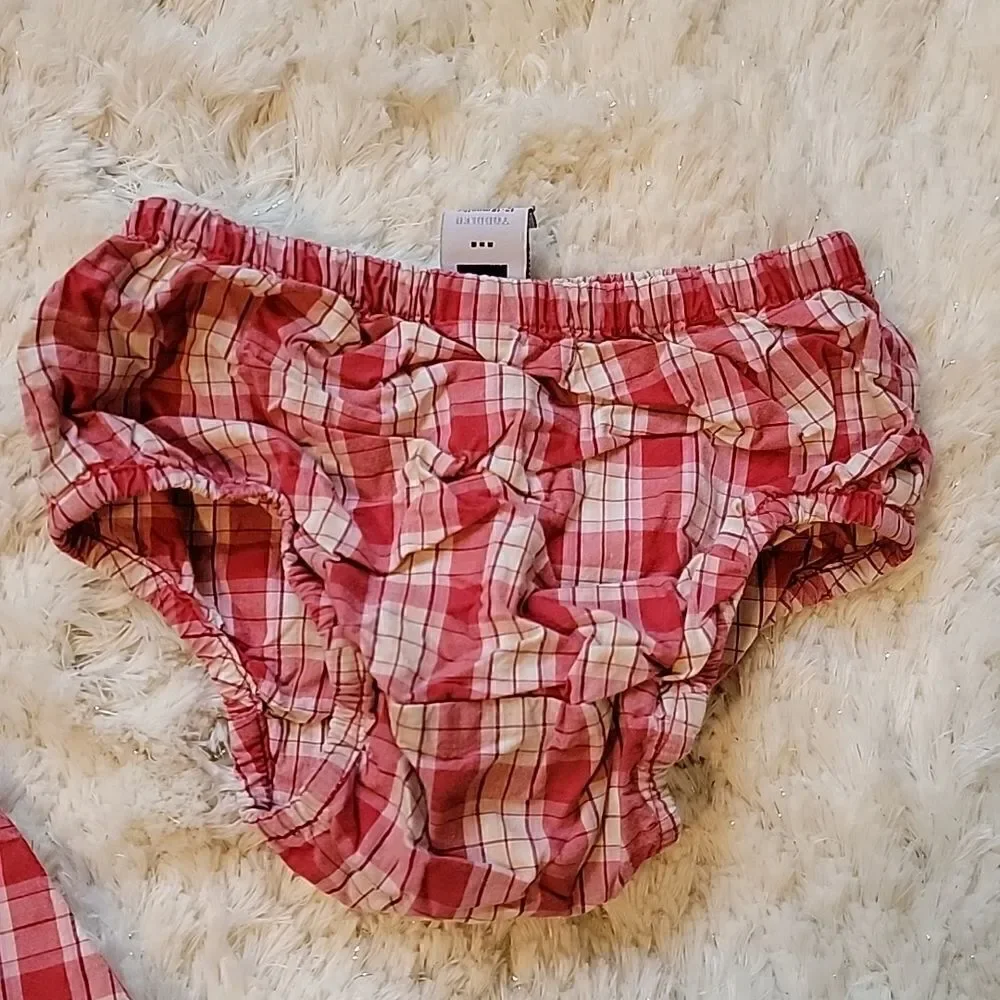 Baby GAP 2-PIECE RED AND WHITE PLAID SUN DRESS WITH BLOOMERS, SIZE 12-18 MONTHS